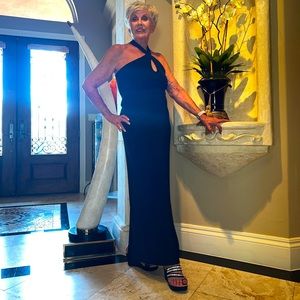 Nouvea Riche cross neck halter dress